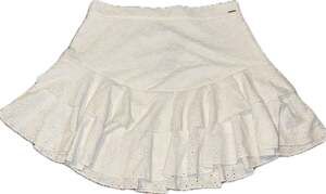 GUESS Women's White Eyelet Ruffle Tiered Mini Skirt